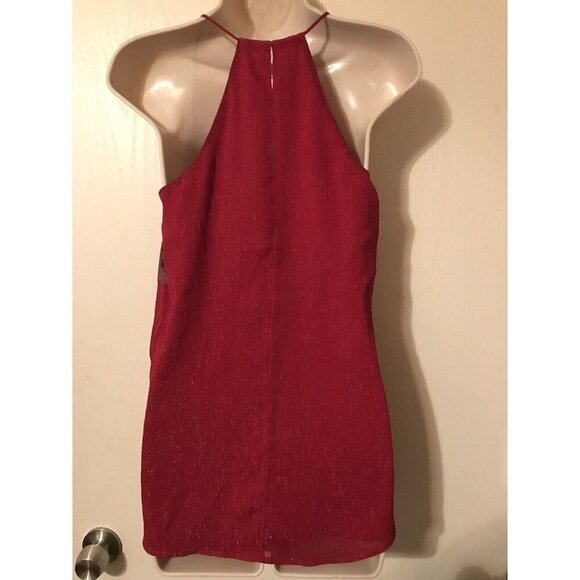 Express Barcelona Red Silver Glitter Spaghetti Strap Reversible Cami SZ S/P Tags - Picture 4 of 7